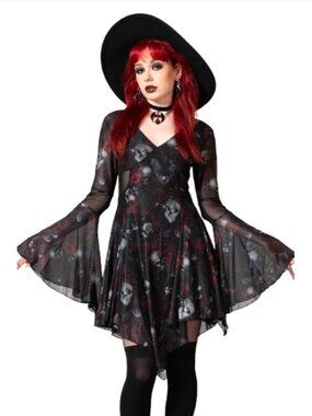 Killstar Bellflora Rose Skull dress size XXL